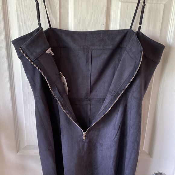 Naked Zebra Dress Women’s Large Mini Black Suede 3/4 Zip Spaghetti Strap - Picture 7 of 10